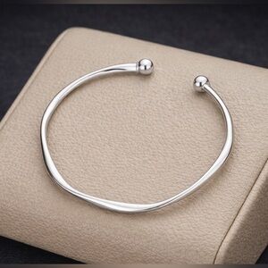 Sterling Silver Open Cuff Bracelet - unisex 925 silver
